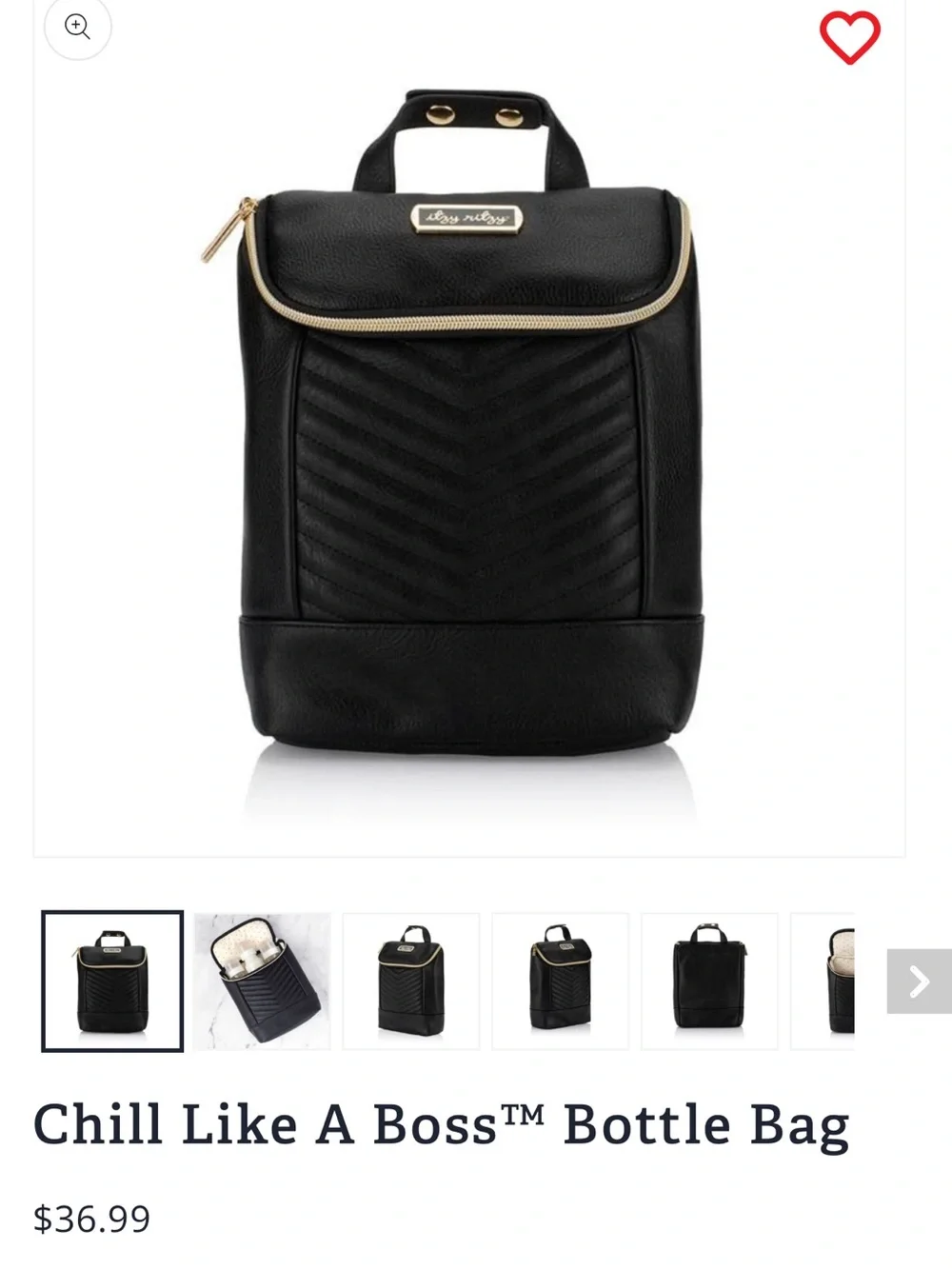 Itzy Ritzy Black Quilted Bottle Bag